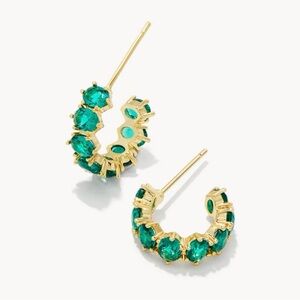 NWT Kendra Scott Cailin Gold Huggie hoop earrings in Green